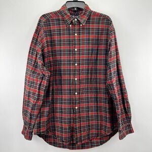 Ralph Lauren Plaid Button Down Shirt Men L Woven Textured Red Black Pony India